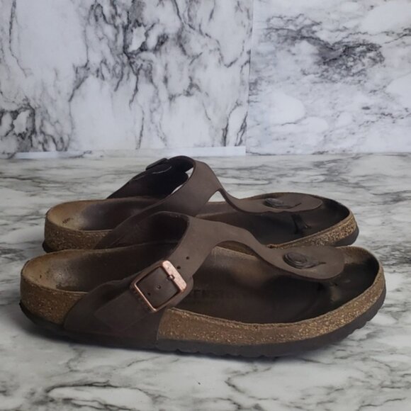 Birkenstock Sandals Shoes Womens Brown Leather Size 37 - Picture 1 of 4